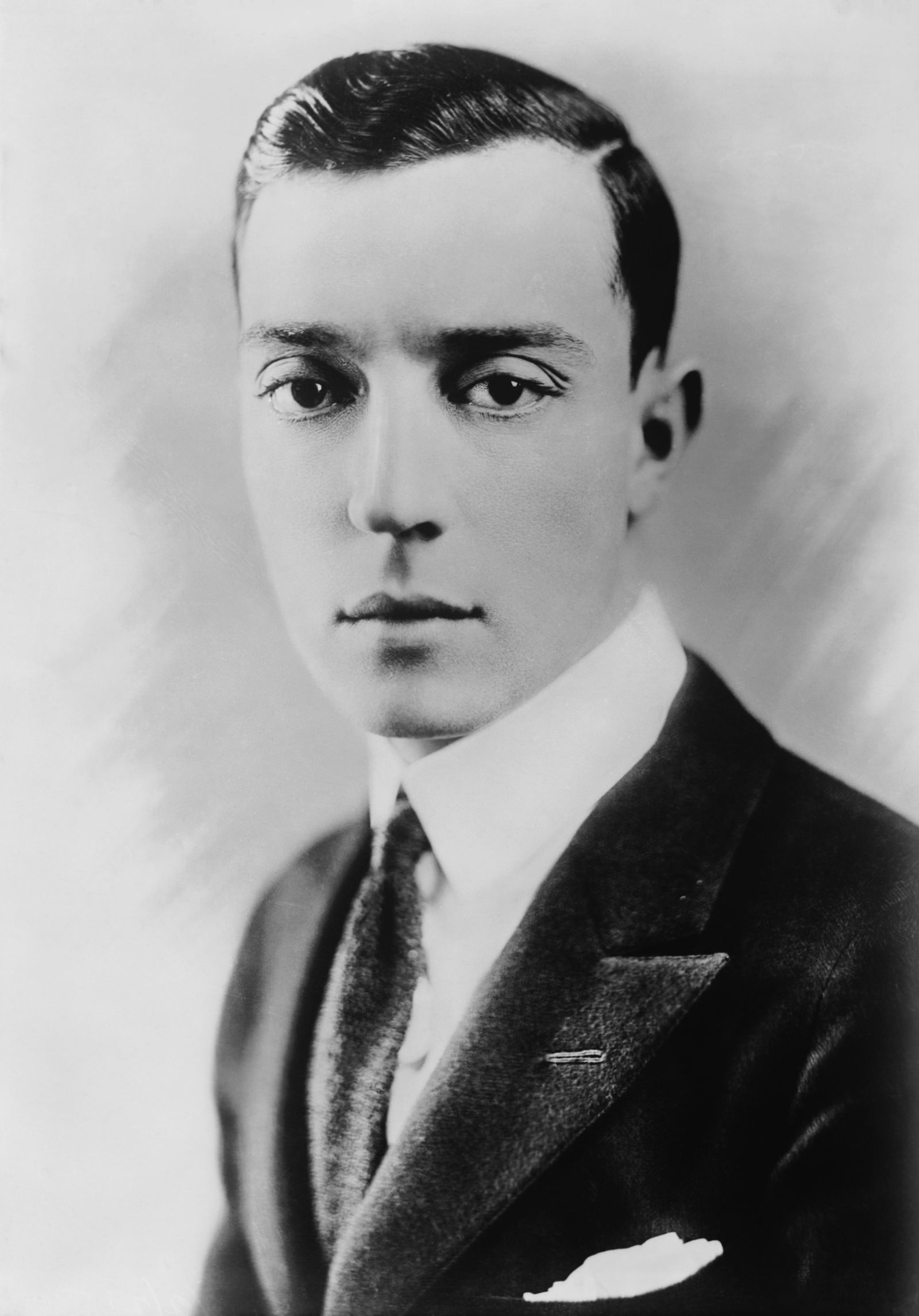 Black and white portrait of Buster Keaton around 1920