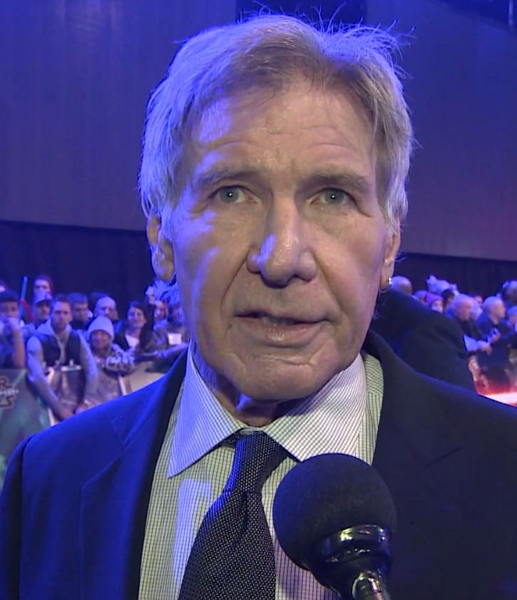 Harrison Ford smiling at the European premiere of a Star Wars film