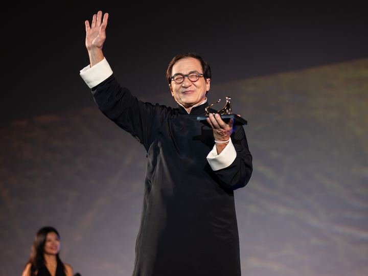 Jackie Chan receiving a career award at the Locarno Film Festival in 2025