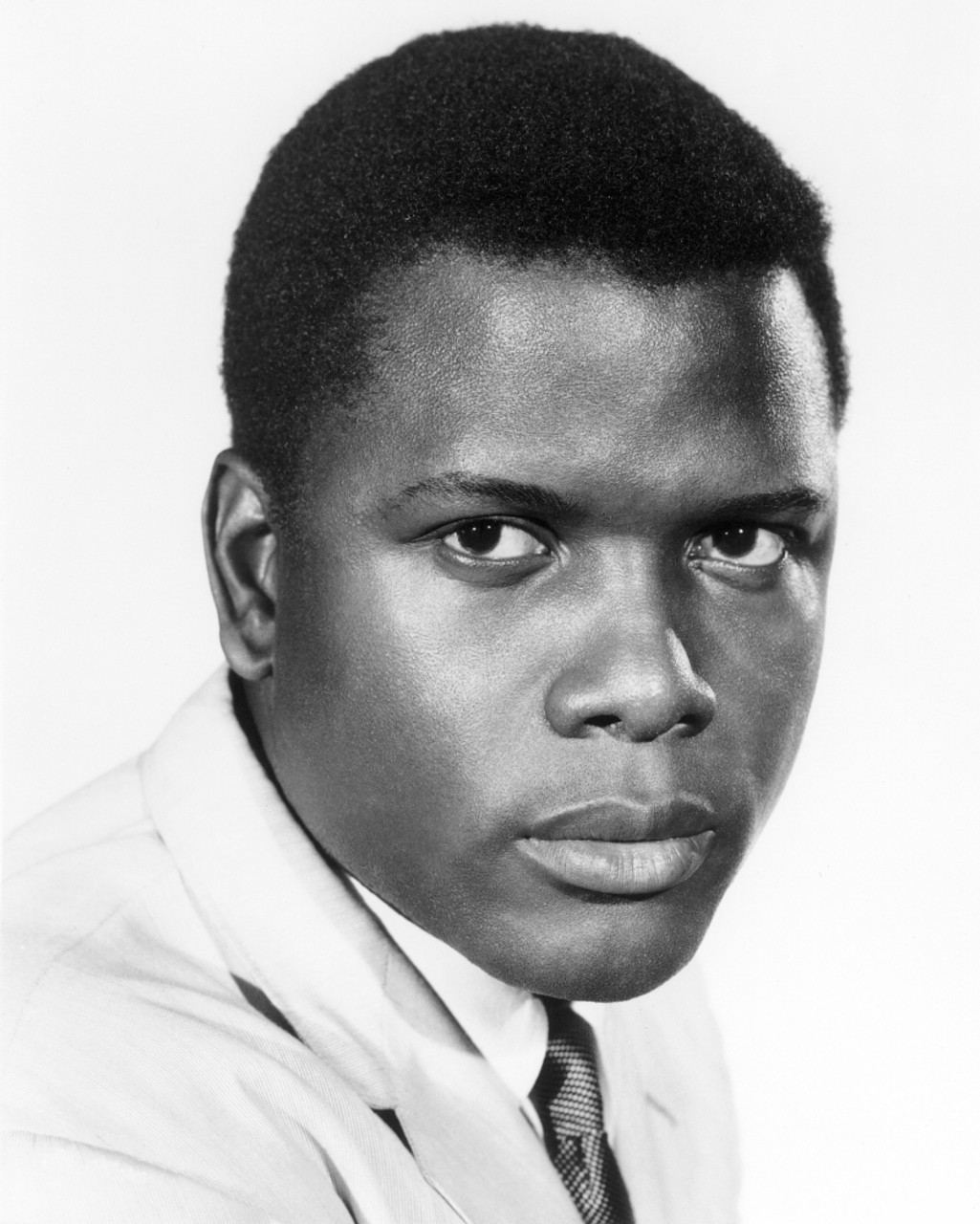 Black and white press portrait of Sidney Poitier around 1966